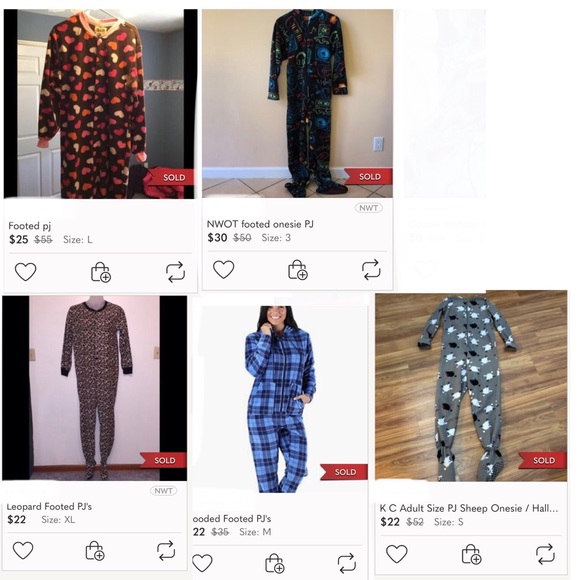 K C Footed pajamas sheep print gray white black & pink nonslip feet Med. EUC - Picture 13 of 14